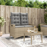 vidaXL Adjustable Garden Sofa with Cushions Poly Rattan Black