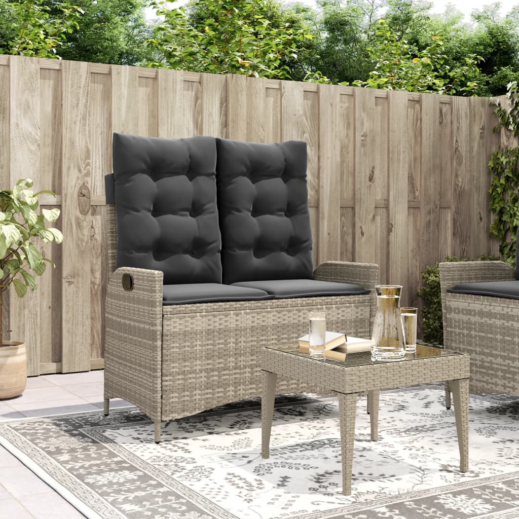 vidaXL Adjustable Garden Sofa with Cushions Poly Rattan Black