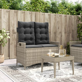 vidaXL Adjustable Garden Sofa with Cushions Poly Rattan Black