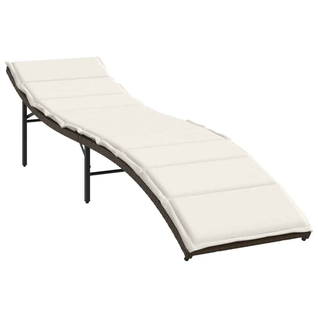 vidaXL Ligbed met kussen 55x199x50 cm poly rattan zwart