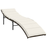 vidaXL Ligbed met kussen 55x199x50 cm poly rattan zwart