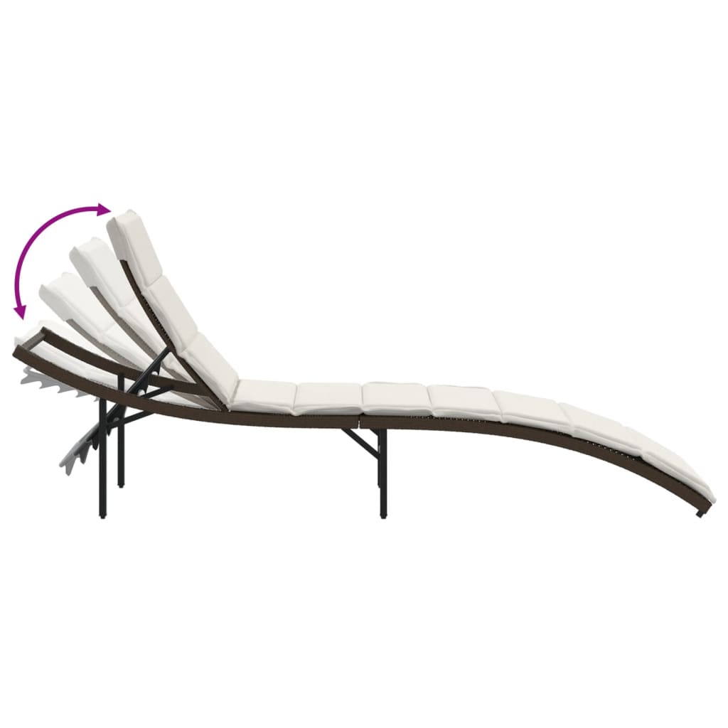 vidaXL Ligbed met kussen 55x199x50 cm poly rattan zwart