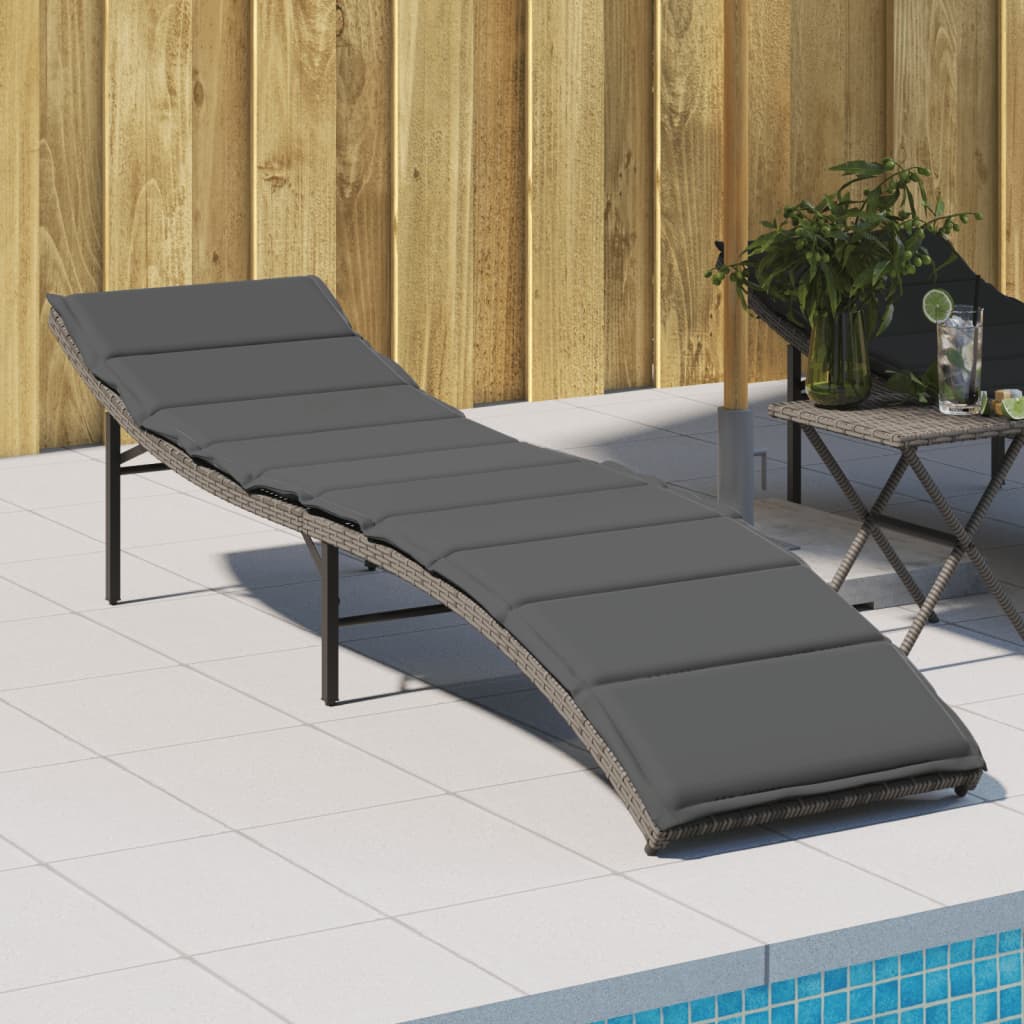 vidaXL Ligbed met kussen 55x199x50 cm poly rattan zwart