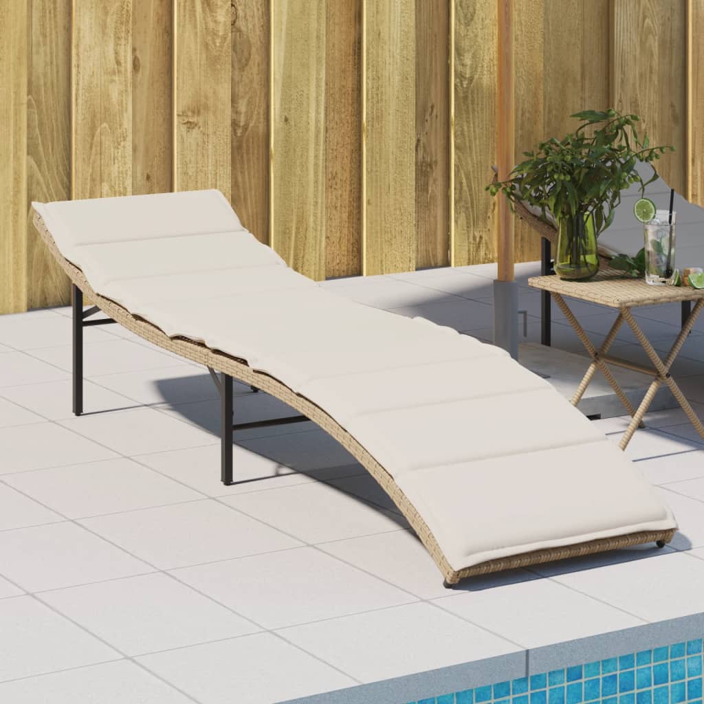 vidaXL Ligbed met kussen 55x199x50 cm poly rattan zwart