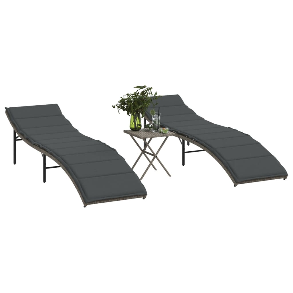 vidaXL Ligbed met kussen 55x199x50 cm poly rattan zwart