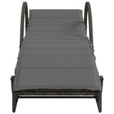 vidaXL Sun Lounger with Cushion 60x199x42 cm Poly Rattan Black