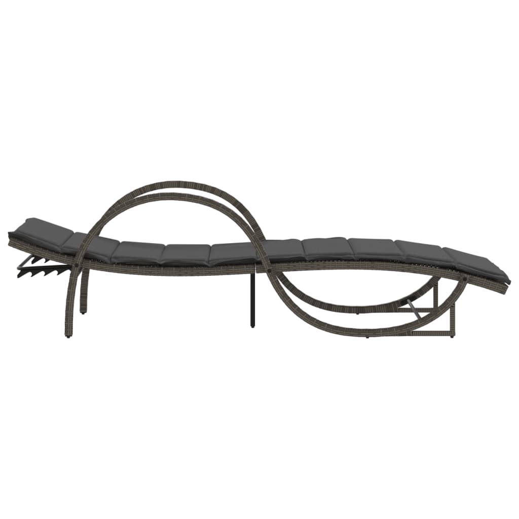 vidaXL Sun Lounger with Cushion 60x199x42 cm Poly Rattan Black
