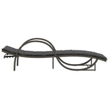 vidaXL Sun Lounger with Cushion 60x199x42 cm Poly Rattan Black