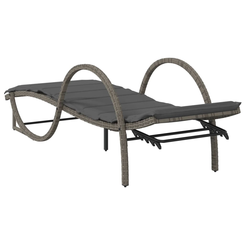 vidaXL Sun Lounger with Cushion 60x199x42 cm Poly Rattan Black