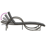 vidaXL Sun Lounger with Cushion 60x199x42 cm Poly Rattan Black