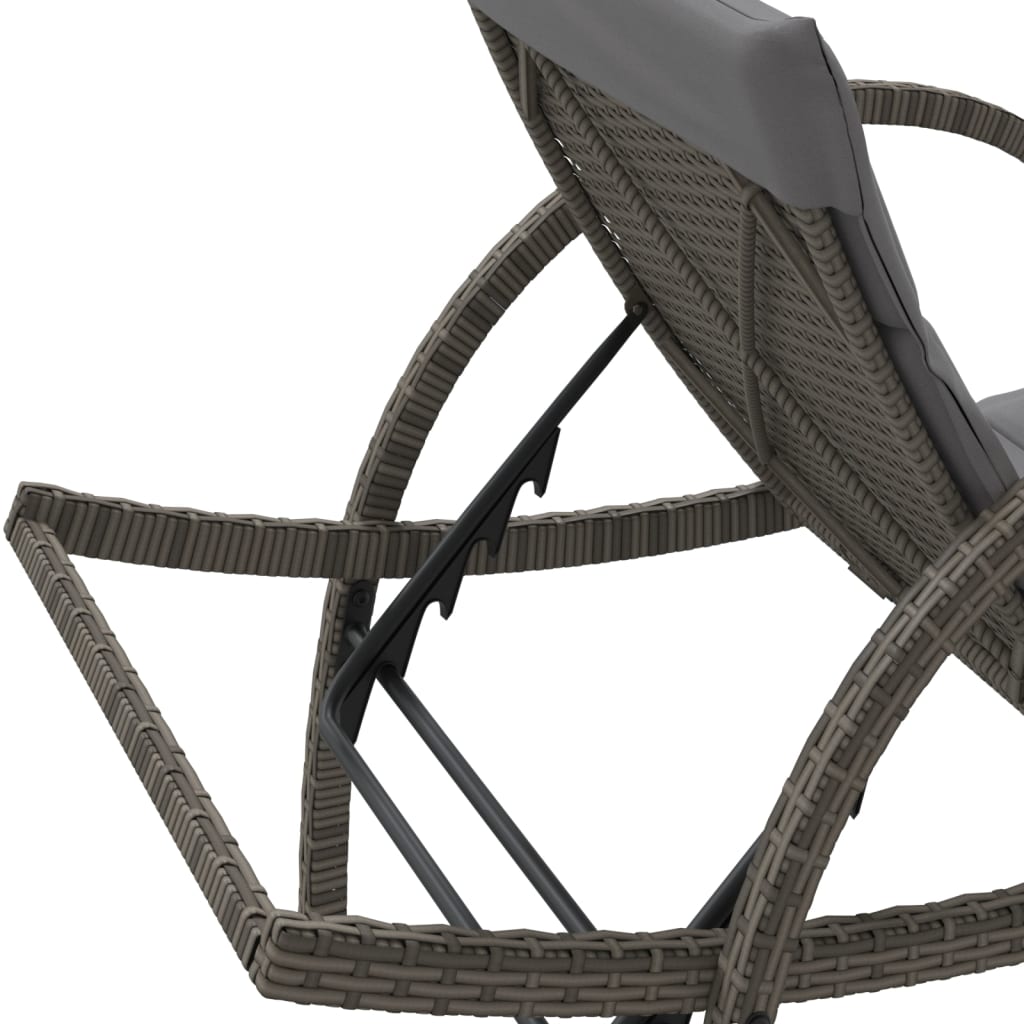 vidaXL Sun Lounger with Cushion 60x199x42 cm Poly Rattan Black