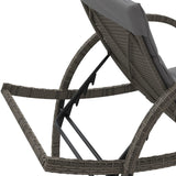 vidaXL Sun Lounger with Cushion 60x199x42 cm Poly Rattan Black