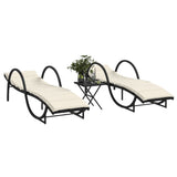 vidaXL Sun Lounger with Cushion 60x199x42 cm Poly Rattan Black