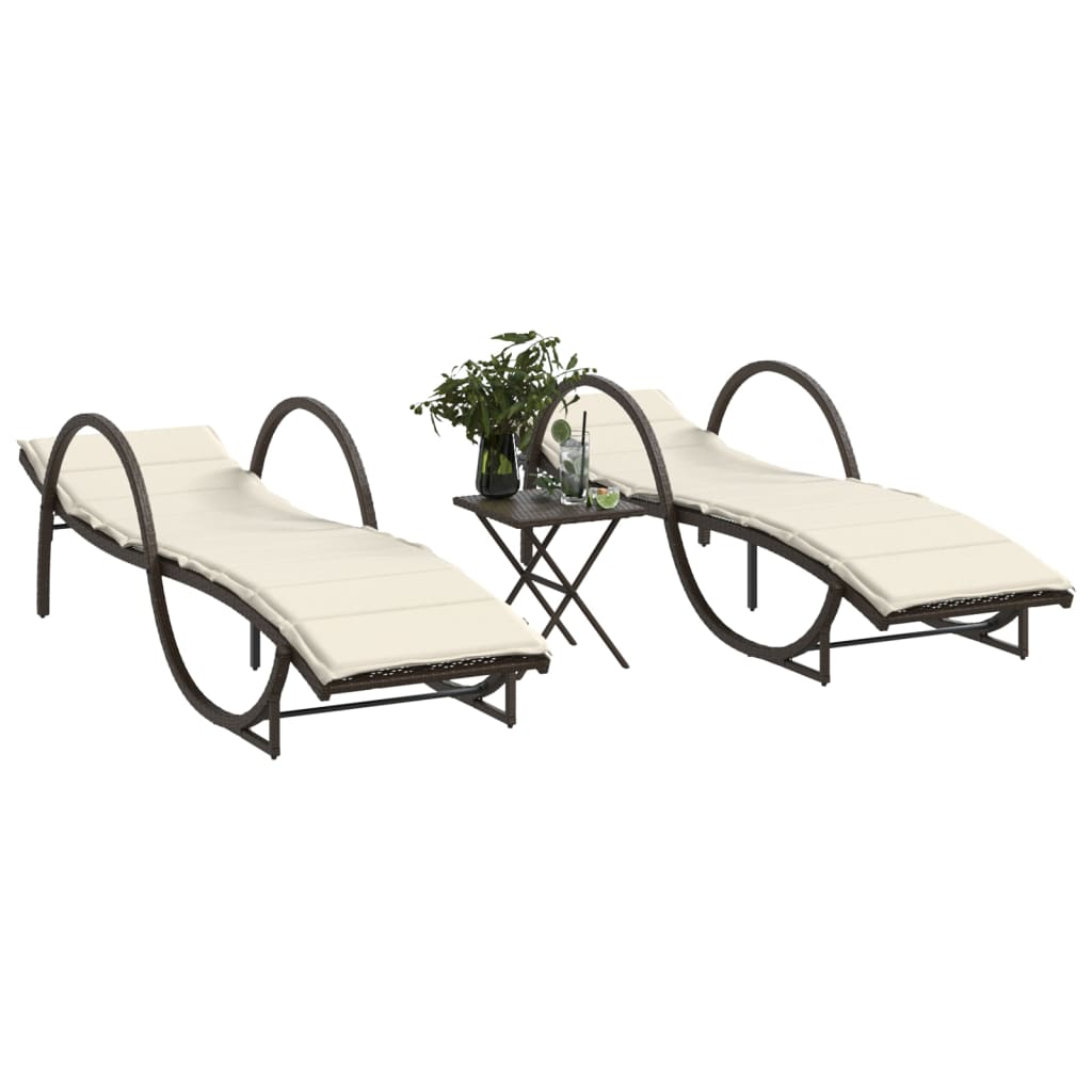 vidaXL Sun Lounger with Cushion 60x199x42 cm Poly Rattan Black