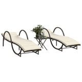 vidaXL Sun Lounger with Cushion 60x199x42 cm Poly Rattan Black