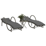 vidaXL Sun Lounger with Cushion 60x199x42 cm Poly Rattan Black