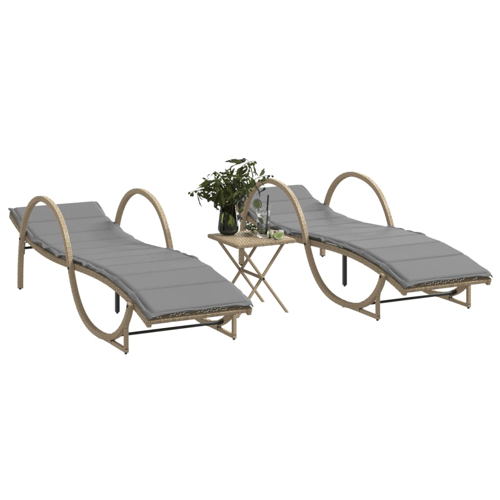 vidaXL Sun Lounger with Cushion 60x199x42 cm Poly Rattan Black