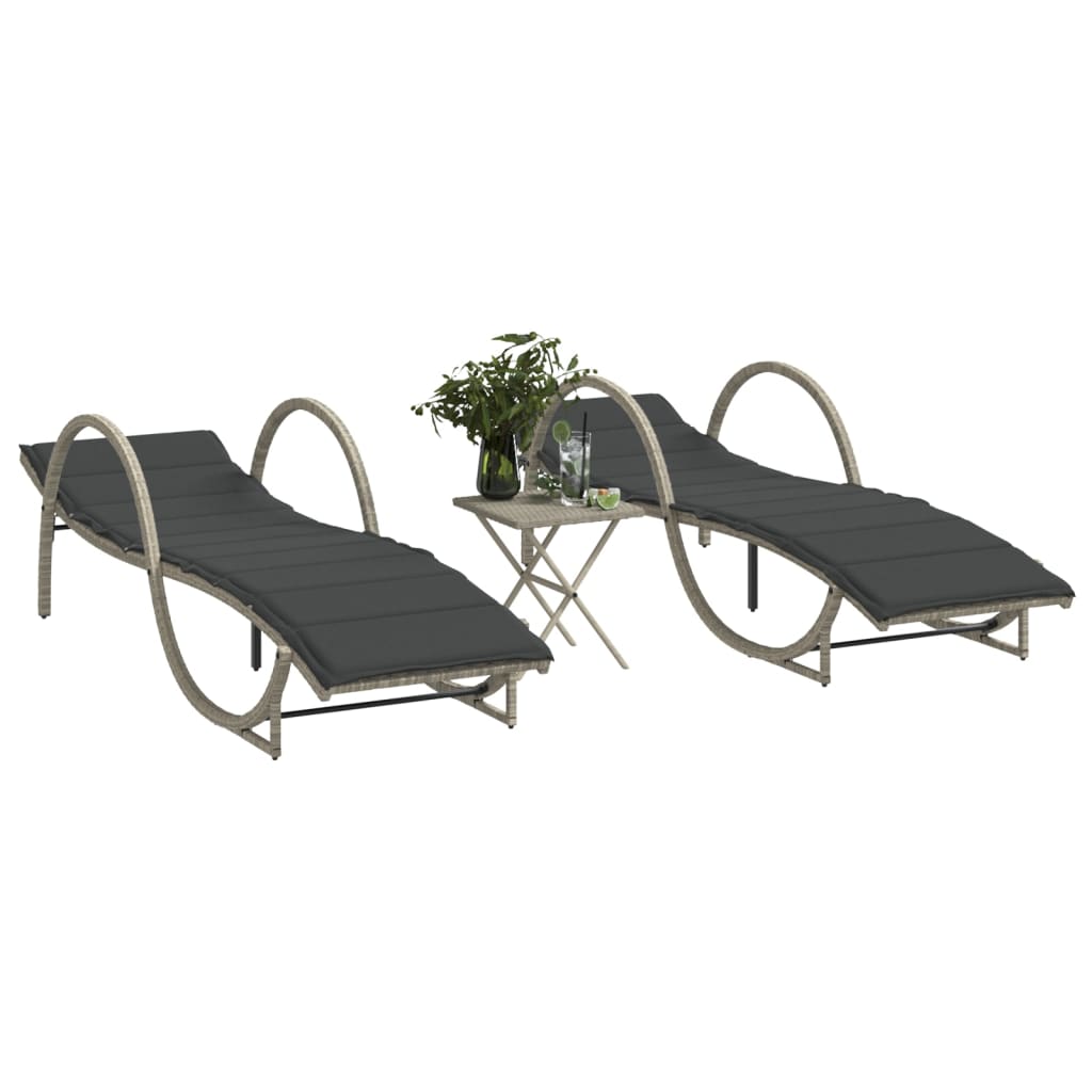 vidaXL Sun Lounger with Cushion 60x199x42 cm Poly Rattan Black