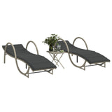 vidaXL Sun Lounger with Cushion 60x199x42 cm Poly Rattan Black