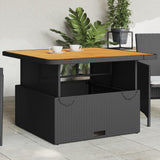 vidaXL Tuintafel 80x80x71 cm poly rattan en acaciahout zwart