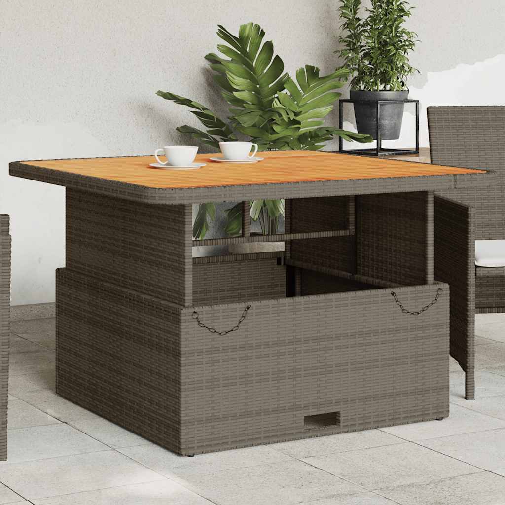 vidaXL Tuintafel 80x80x71 cm poly rattan en acaciahout zwart