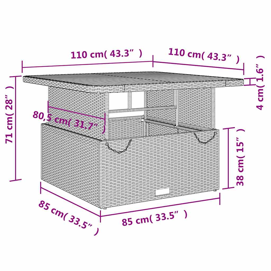 vidaXL Tuintafel 80x80x71 cm poly rattan en acaciahout zwart