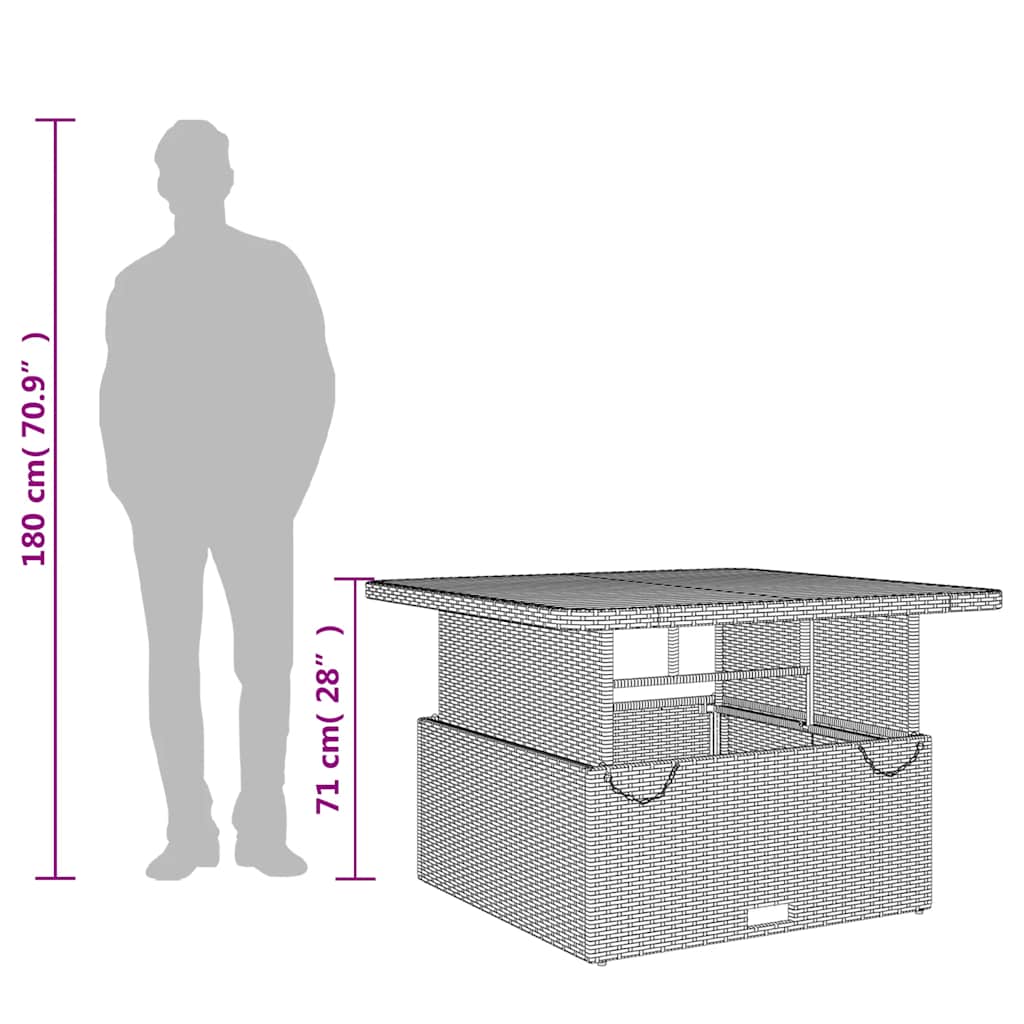 vidaXL Tuintafel 80x80x71 cm poly rattan en acaciahout zwart