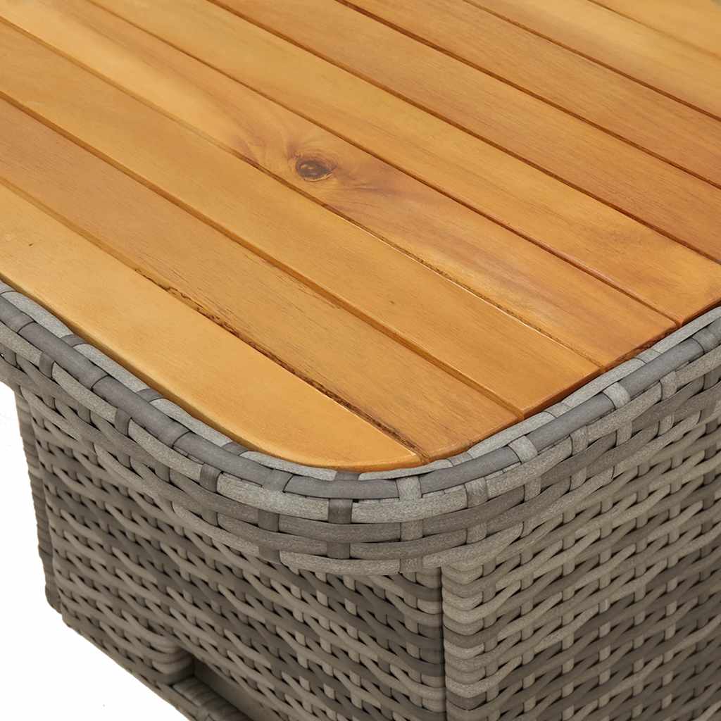 vidaXL Tuintafel 80x80x71 cm poly rattan en acaciahout zwart