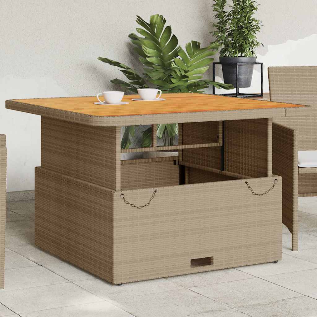 vidaXL Tuintafel 80x80x71 cm poly rattan en acaciahout zwart