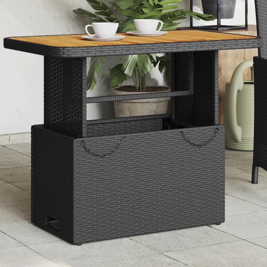 vidaXL Tuintafel 80x80x71 cm poly rattan en acaciahout zwart