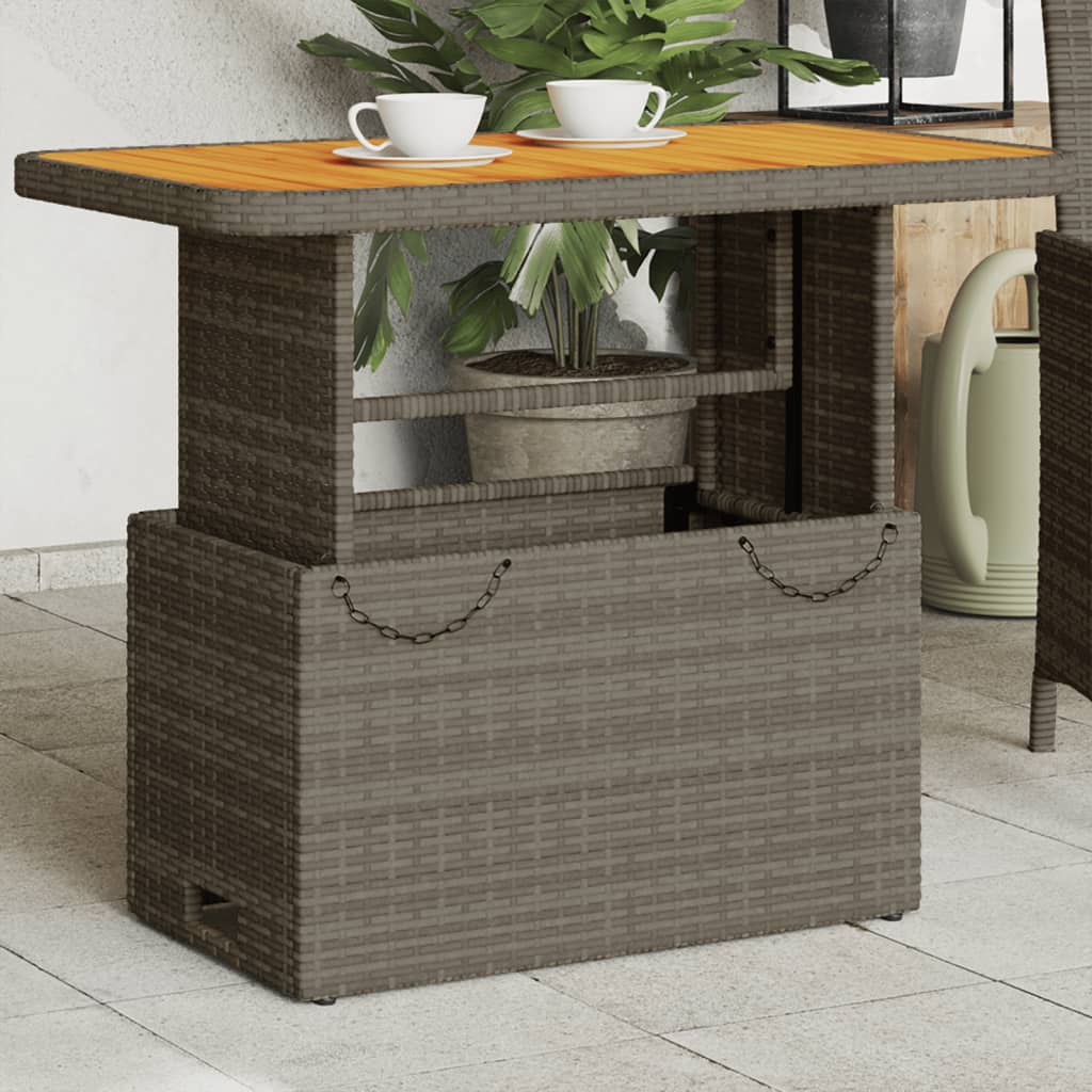 vidaXL Tuintafel 80x80x71 cm poly rattan en acaciahout zwart