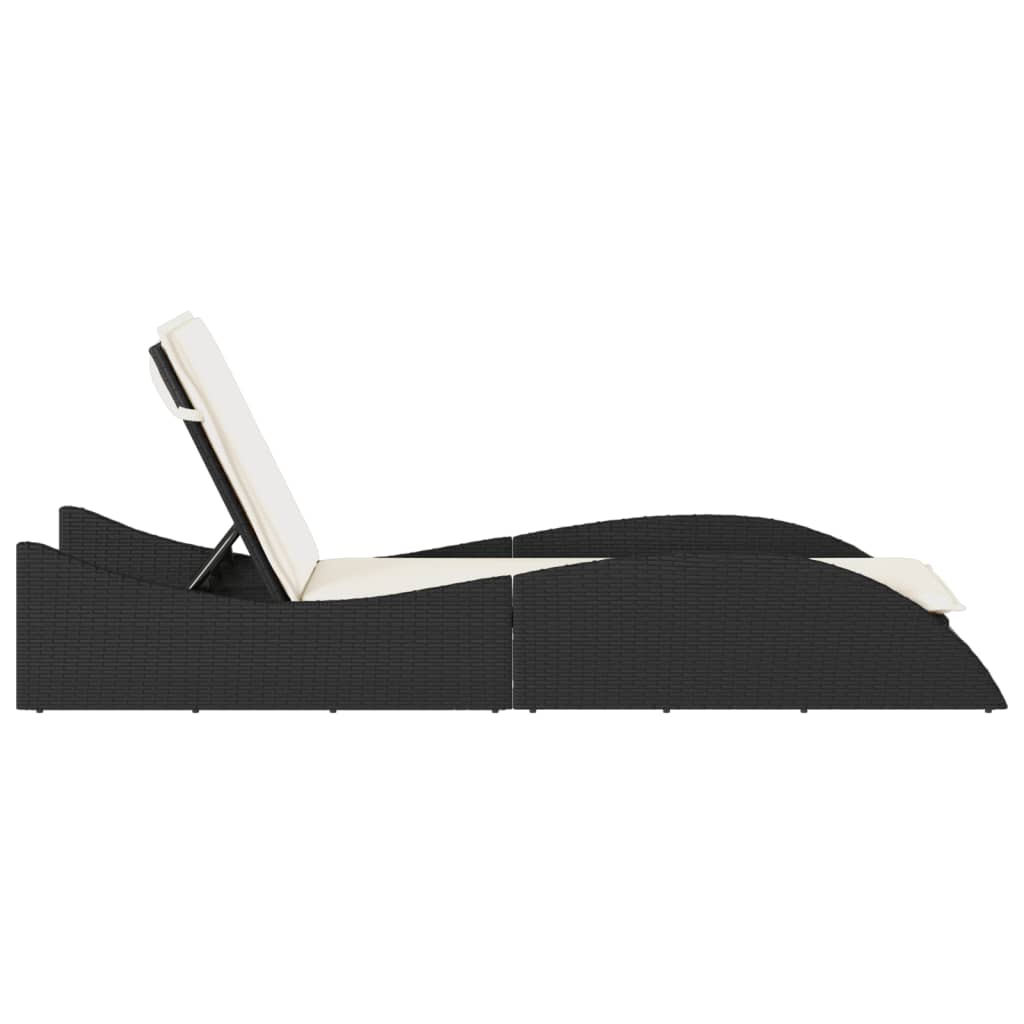 vidaXL Ligbed met kussen 60x205x73 cm poly rattan zwart