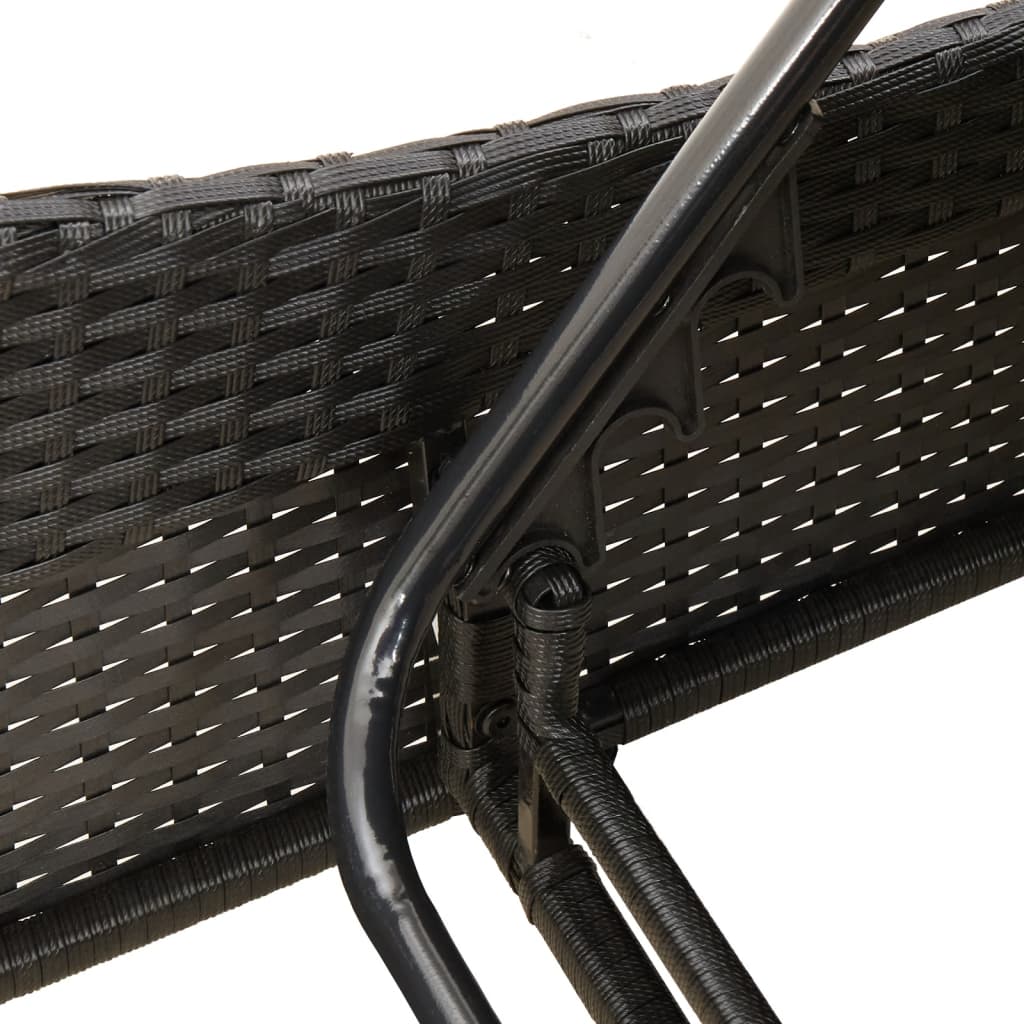 vidaXL Ligbed met kussen 60x205x73 cm poly rattan zwart