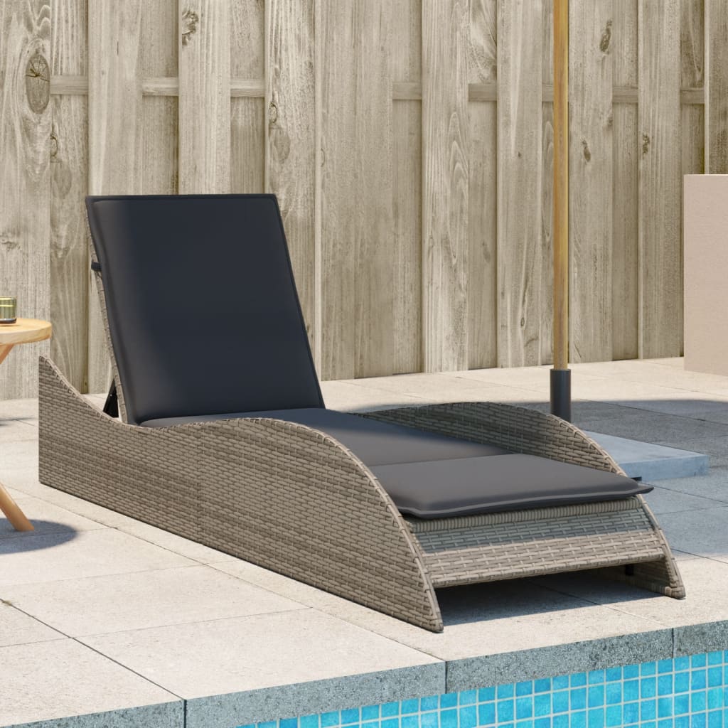 vidaXL Ligbed met kussen 60x205x73 cm poly rattan zwart