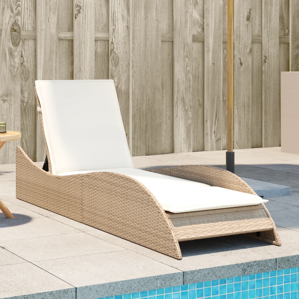 vidaXL Ligbed met kussen 60x205x73 cm poly rattan zwart
