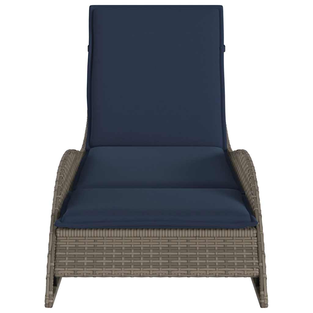 vidaXL Ligbed met kussen grijs 60x205x73 cm poly rattan