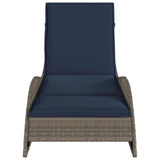 vidaXL Ligbed met kussen grijs 60x205x73 cm poly rattan