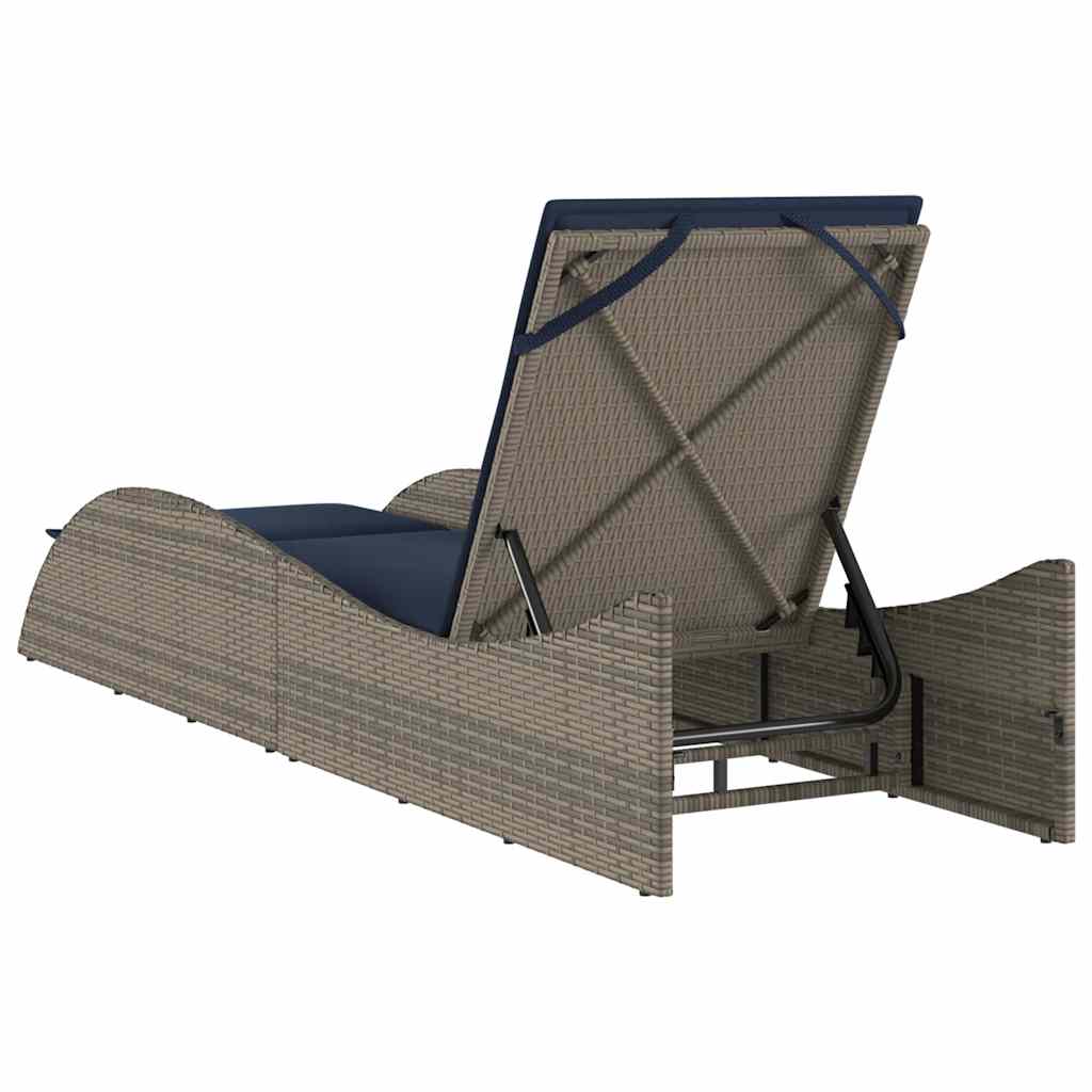vidaXL Ligbed met kussen grijs 60x205x73 cm poly rattan