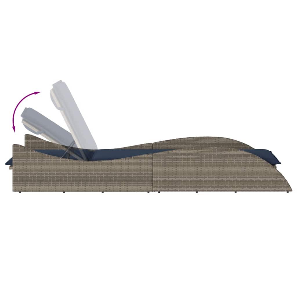 vidaXL Ligbed met kussen grijs 60x205x73 cm poly rattan