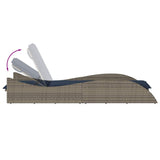 vidaXL Ligbed met kussen grijs 60x205x73 cm poly rattan