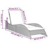 vidaXL Ligbed met kussen grijs 60x205x73 cm poly rattan