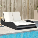 vidaXL Ligbed met kussen 60x205x73 cm poly rattan zwart