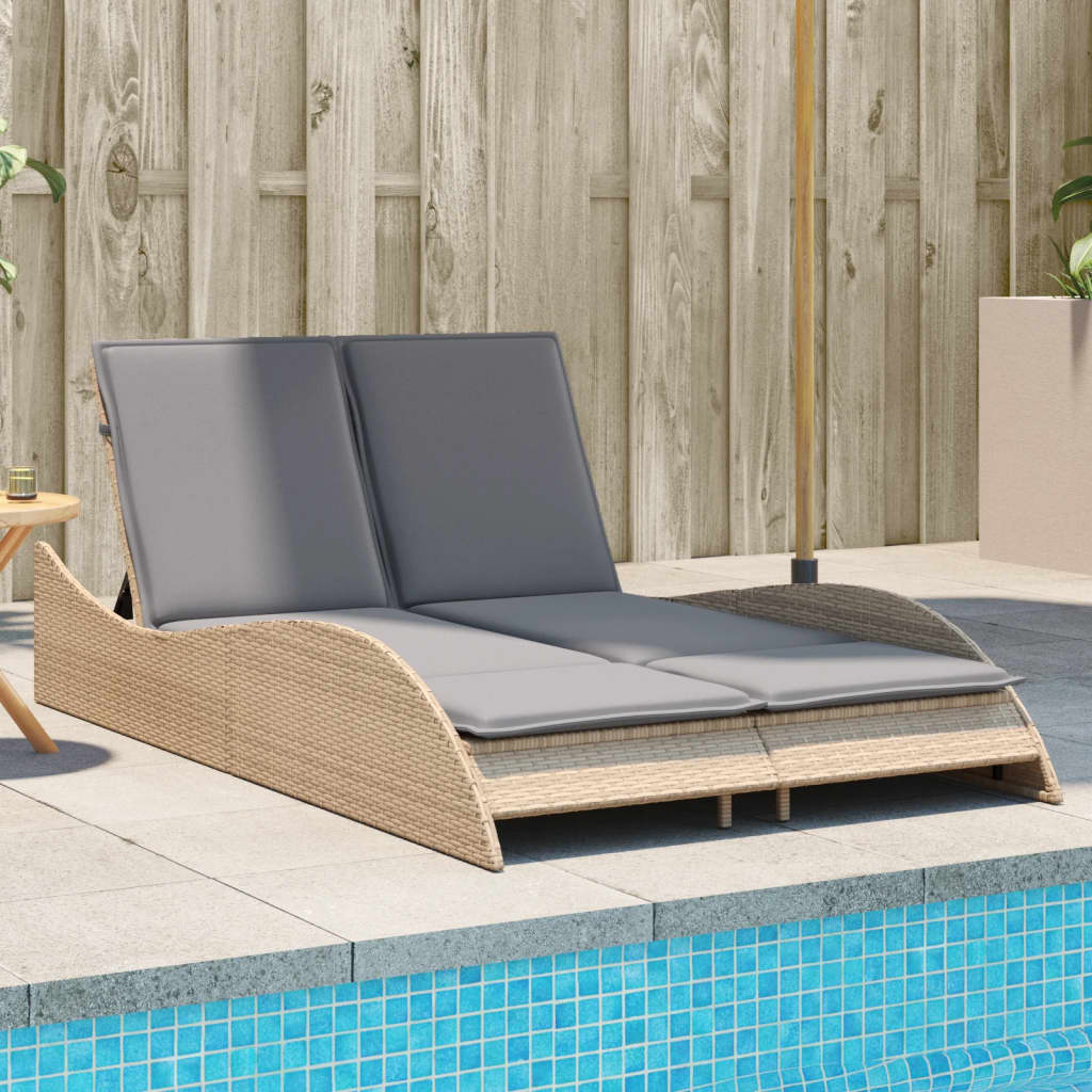 vidaXL Ligbed met kussen 60x205x73 cm poly rattan zwart