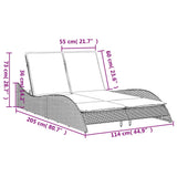 vidaXL Ligbed met kussens grijs 114x205x73 cm poly rattan