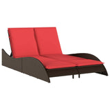 vidaXL Ligbed met kussens grijs 114x205x73 cm poly rattan