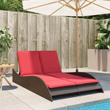vidaXL Ligbed met kussens grijs 114x205x73 cm poly rattan