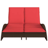 vidaXL Ligbed met kussens grijs 114x205x73 cm poly rattan