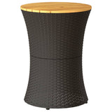 vidaXL Tuinbijzettafel trommelvormig poly rattan en massief hout zwart