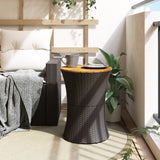 vidaXL Tuinbijzettafel trommelvormig poly rattan en massief hout zwart