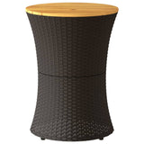 vidaXL Tuinbijzettafel trommelvormig poly rattan en massief hout zwart